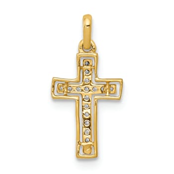 14K Two-tone Gold Diamond Cross Pendant