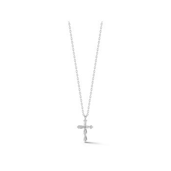 Sterling Statements Rhodium Over Sterling Silver Dainty Baguette CZ
Cross Necklace
