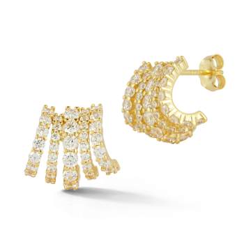 Rachel Zoe CZ Cage Stud Earrings in 14K Gold Over Sterling Silver