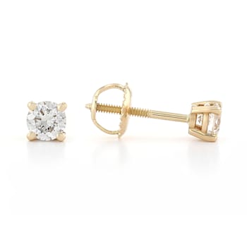 White Lab-Grown Diamond 14K Yellow Gold Solitaire  Stud Earrings 0.50ctw