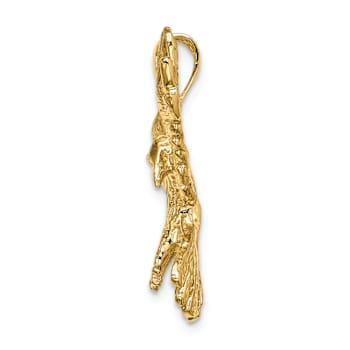 14k Yellow Gold Textured Eagle Flying Charm