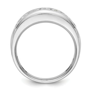 Rhodium Over 14K White Gold Lab Grown Diamond Men's Band