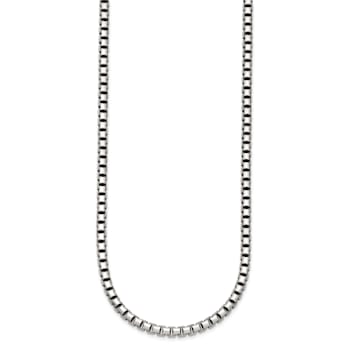 Sterling Silver Antiqued and Satin 4.0mm Box 20 Inch Chain