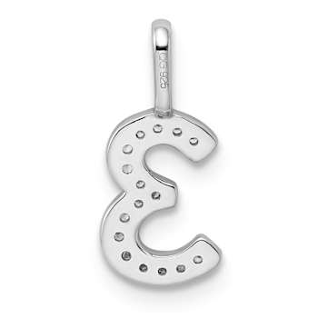 Rhodium Over 14k White Gold Diamond Number 3 Pendant