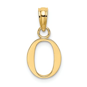 14k Yellow Gold Polished Block Letter O Initial Pendant