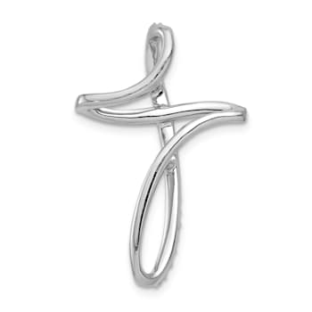 Rhodium Over 14k White Gold Diamond Cross chain slide