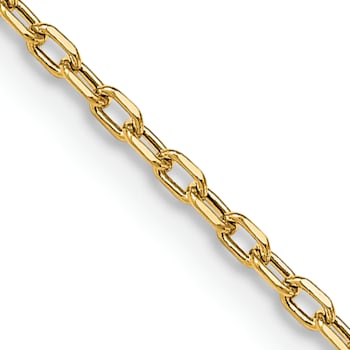 14K Yellow Gold 3mm Semi-solid Diamond-cut Open Link Cable Chain Necklace