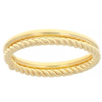 Polished And Twisted Band Ring Set In 14K Gold With Sterling Silver Core
