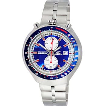 Adee Kaye Men's Muscle Blue Dial, Stainless Steel Bracelet Watch