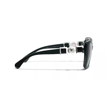 Chanel Dark Green Frame with Pearl Detail/Gray Gradient Lens Sunglasses