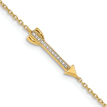 14k Yellow Gold Diamond Arrow Bracelet
