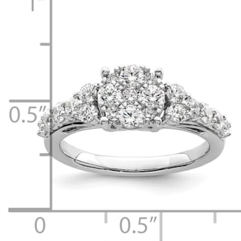 Rhodium Over 14K White Gold Lab Grown Diamond VS/SI GH, Cluster Ring 1.028ctw
