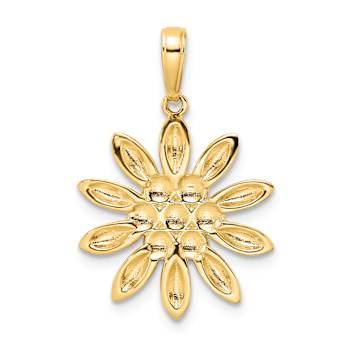 14k Two-tone Gold Diamond-Cut Flower Pendant