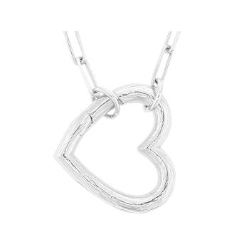 Heart Paperclip Pendant Necklace In Platinum Over Sterling Silver 2.3mm
18 Inch
