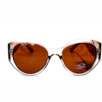 OSCAR by Oscar de la Renta Neutral Crystal Cat Eye Frame / Brown Lenses Sunglasses