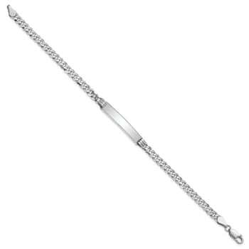 Rhodium Over 14k White Gold Flat Curb Link ID Bracelet