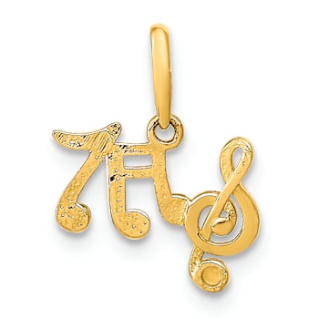 14k Yellow Gold Polished Music Notes Pendant