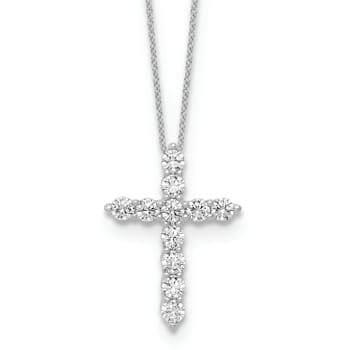 10K White Gold Lab Grown Diamond VS/SI GH, Cross Chain SIide Pendant
with chain Necklace