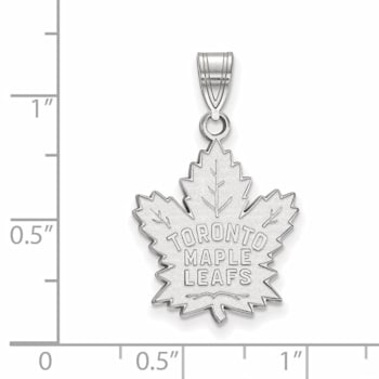 Rhodium Over Sterling Silver NHL LogoArt Toronto Maple Leafs Large Pendant