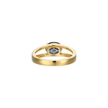 Lab Created Blue Sapphire And White Cubic Zirconia 18K Gold Over
Sterling Silver Ring 1.72ctw
