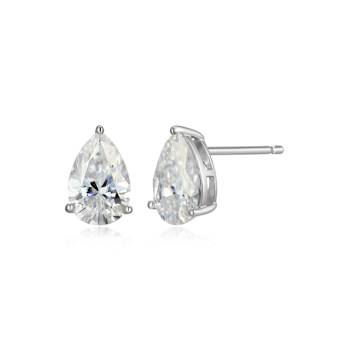 Pear Shape Moissanite Platineve Stud Earrings 3.00ctw DEW