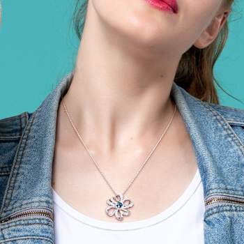 2.25ctw London Blue and White Topaz Flower Pendant with Chain in
Sterling Silver