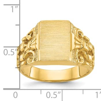 14K Yellow Gold 13x9mm Men's Signet Ring