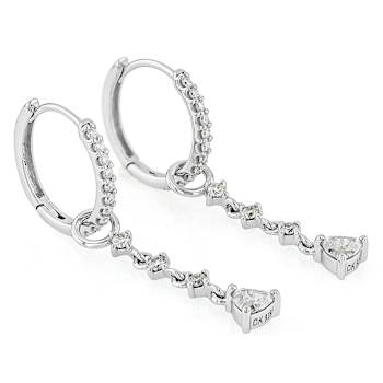 Huggie Hoop With Trillion Cut Moissanite Drop Earrings In
Platinum-Enhanced Sterling Silver