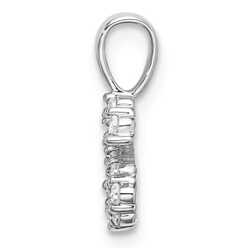 Rhodium Over 14K White Gold Lab Grown Diamond Letter S Initial Pendant