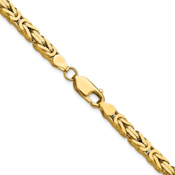 14K Yellow Gold 4mm Byzantine Chain Necklace