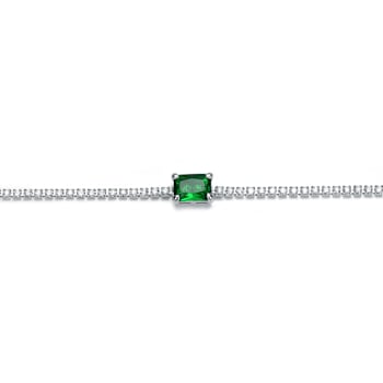 Emerald Color CZ Statement Bracelet In Sterling Silver