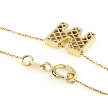 Block Letter M Initial Necklace In 10K Yellow Gold