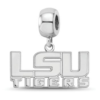 Sterling Silver Rhodium-plated LogoArt Louisiana State University Small
Dangle Bead