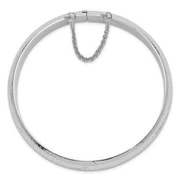 Rhodium Over Sterling Silver Diamond-cut 12mm Fancy Hinged Bangle Bracelet