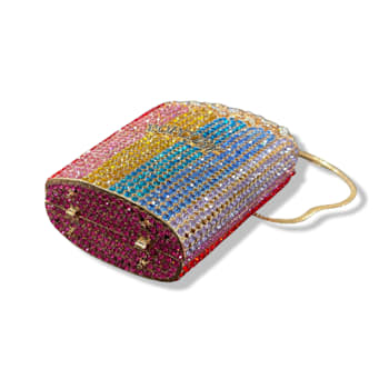 Gold Tone Multi Crystal Popcorn Clutch