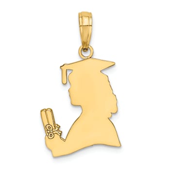 10K Yellow Gold Polished Female Graduation Profile Charm