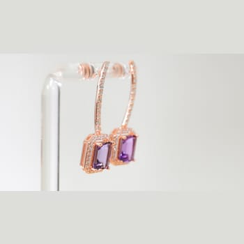 Amethyst and CZ 3.19 Ctw Octagon 18K Rose Gold Over Sterling Silver
Dangle Earrings