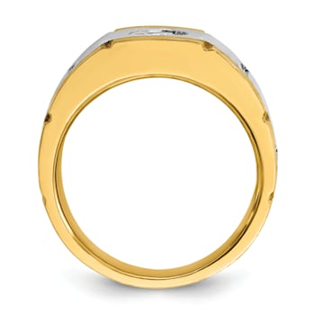 10K Two-tone Yellow and White Gold Men's Polished, Satin and Grooved A
Diamond Ring 0.50ctw