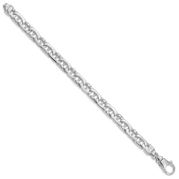 Rhodium Over 14k White Gold 8.5mm Hand-polished Fancy Link Bracelet