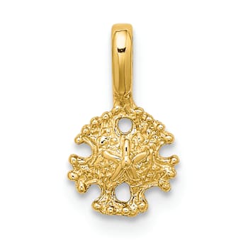 10K Yellow Gold Textured Mini Sand Dollar with Fixed Bail Charm