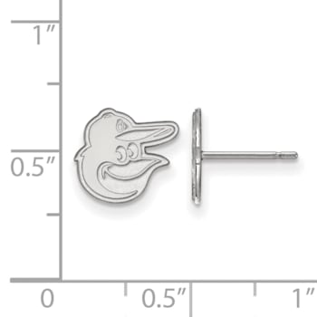 Rhodium Over Sterling Silver MLB LogoArt Baltimore Orioles Post Earrings