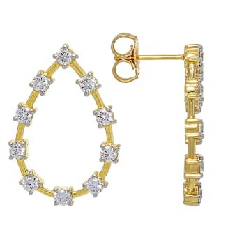 Graceful Lab-Grown Diamond Drop Earrings 1.60ctw In 14K Over Sterling Silver