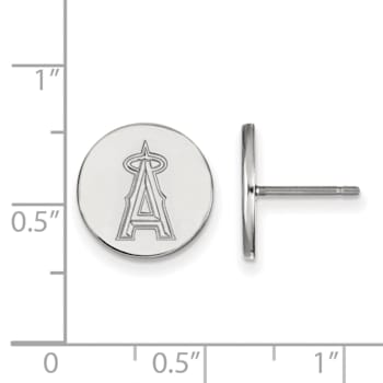 Rhodium Over Sterling Silver MLB LogoArt Los Angeles Angels Post Earrings