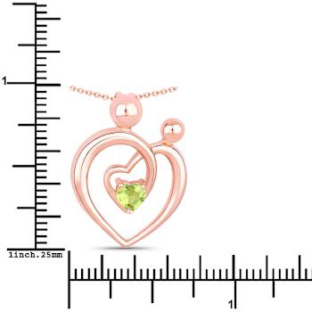 Peridot Mom and Child Interlink Heart 18K Rose Gold Over Sterling Silver
Pendant With Chain