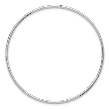 Rhodium Over 14k White Gold 2mm Diamond-Cut and Polished Slip On Bangle Bracelet