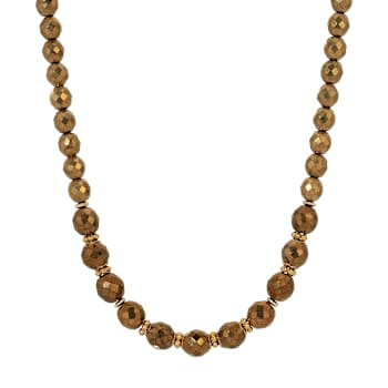 Yellow Base Metal Round Bronze Bead Necklace 16 inch Adj.