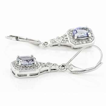 Tanzanite And White Zircon Dangle Earrings In Sterling Silver 1.86ctw