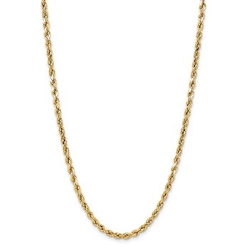 14k Yellow Gold 5.5mm Polished Diamond-Cut Rope Link 22 Inch Chain