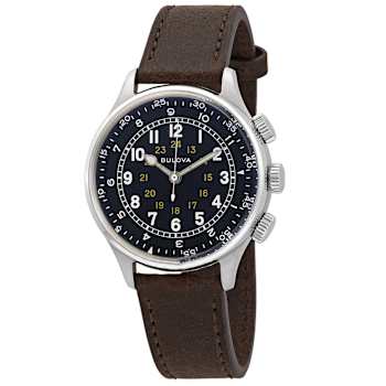 Bulova Men's Pilot Brown Leather Strap Watch