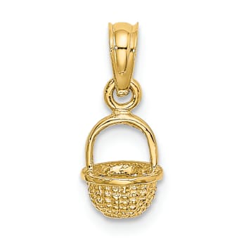 10K Yellow Gold 3D Textured Mini Basket Charm